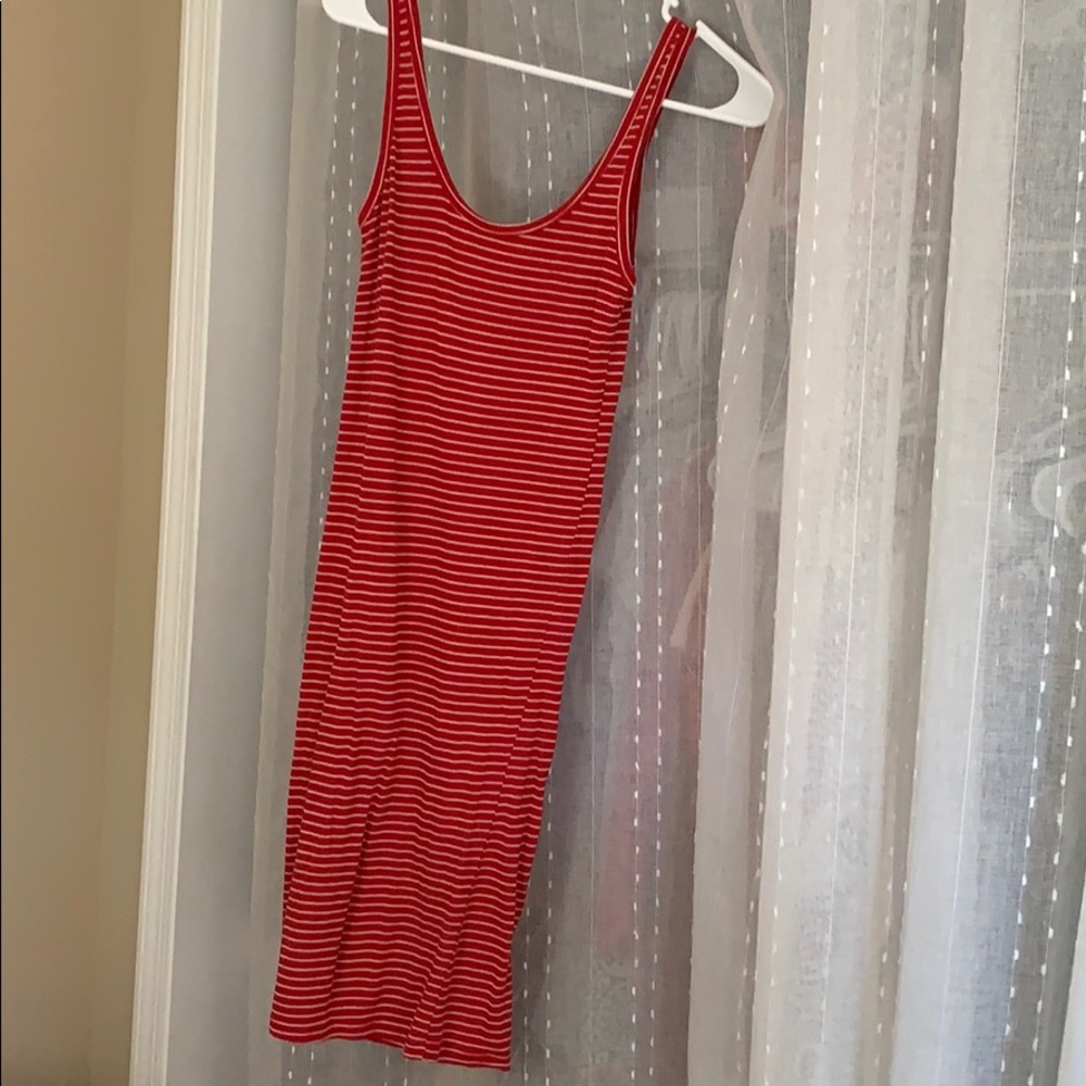 Red stripe body con dress